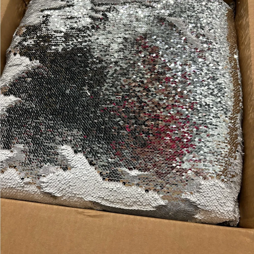 Silver and‎ White Elegant Sequin Pillow by Aviva Stanoff